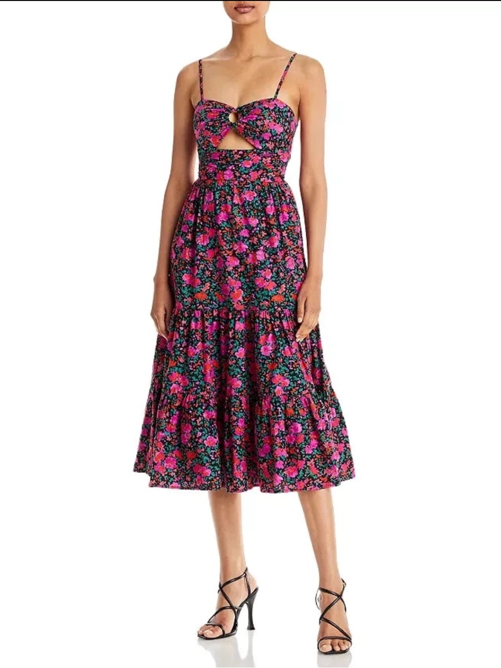 Aqua L87903 Cotton Floral Print Cut Out Dress Women's Size XS